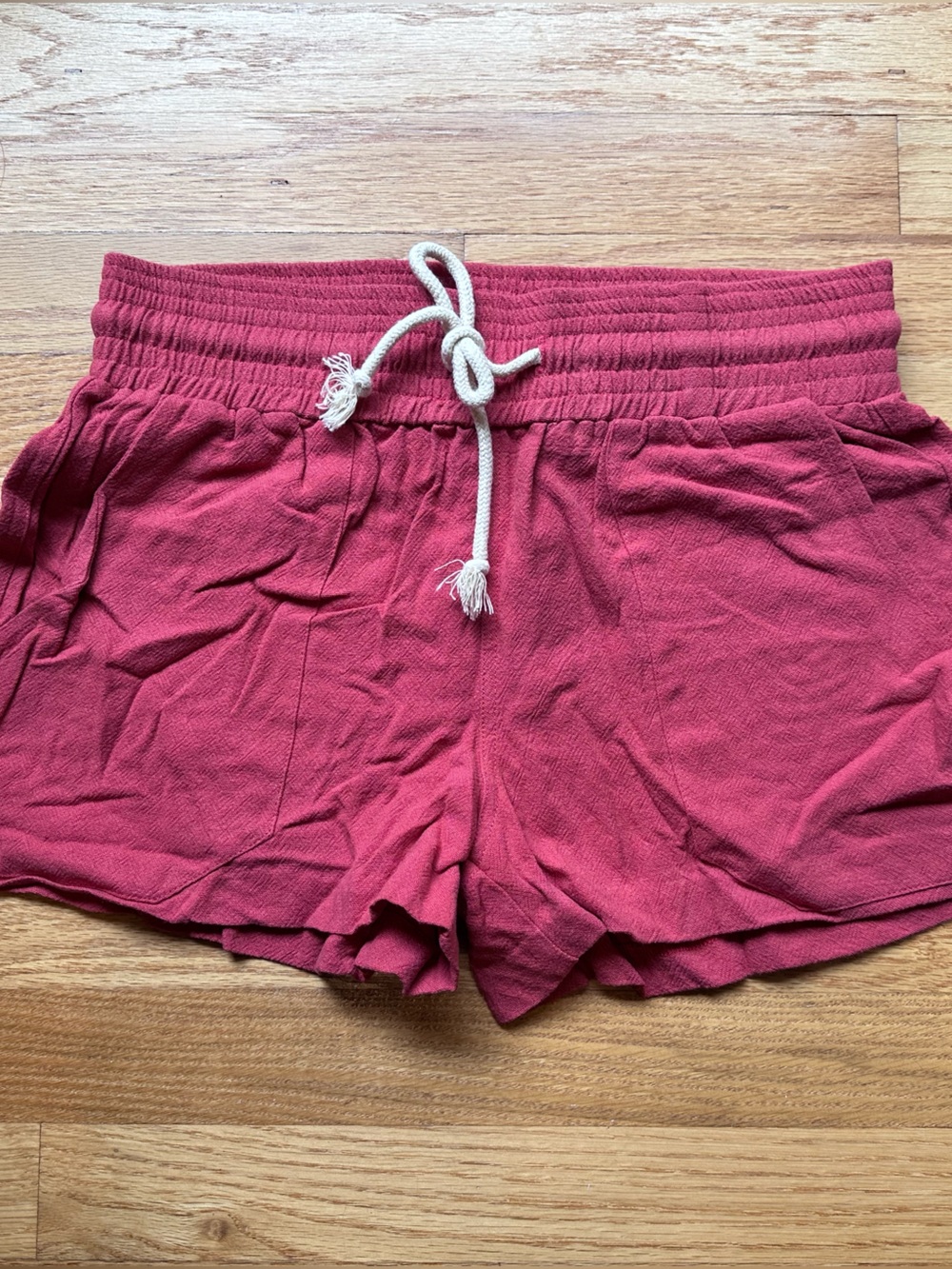 Good Luck Gem Women's Casual Drawstring Shorts in Deep Rose, Size Medium